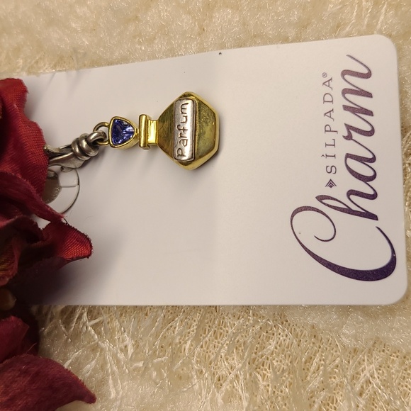 Silpada Accessories - NEW Silpada Gold & Silver Parfum Bottle Charm Pendant Blue Crystal Lobster Clasp